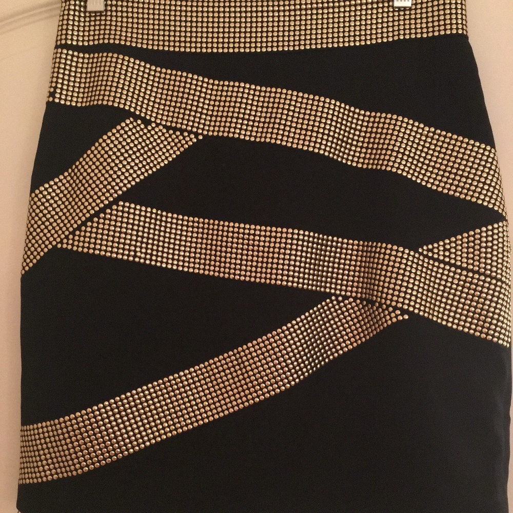 Robert Rodriguez Embellished Black & Gold Skirt, 6